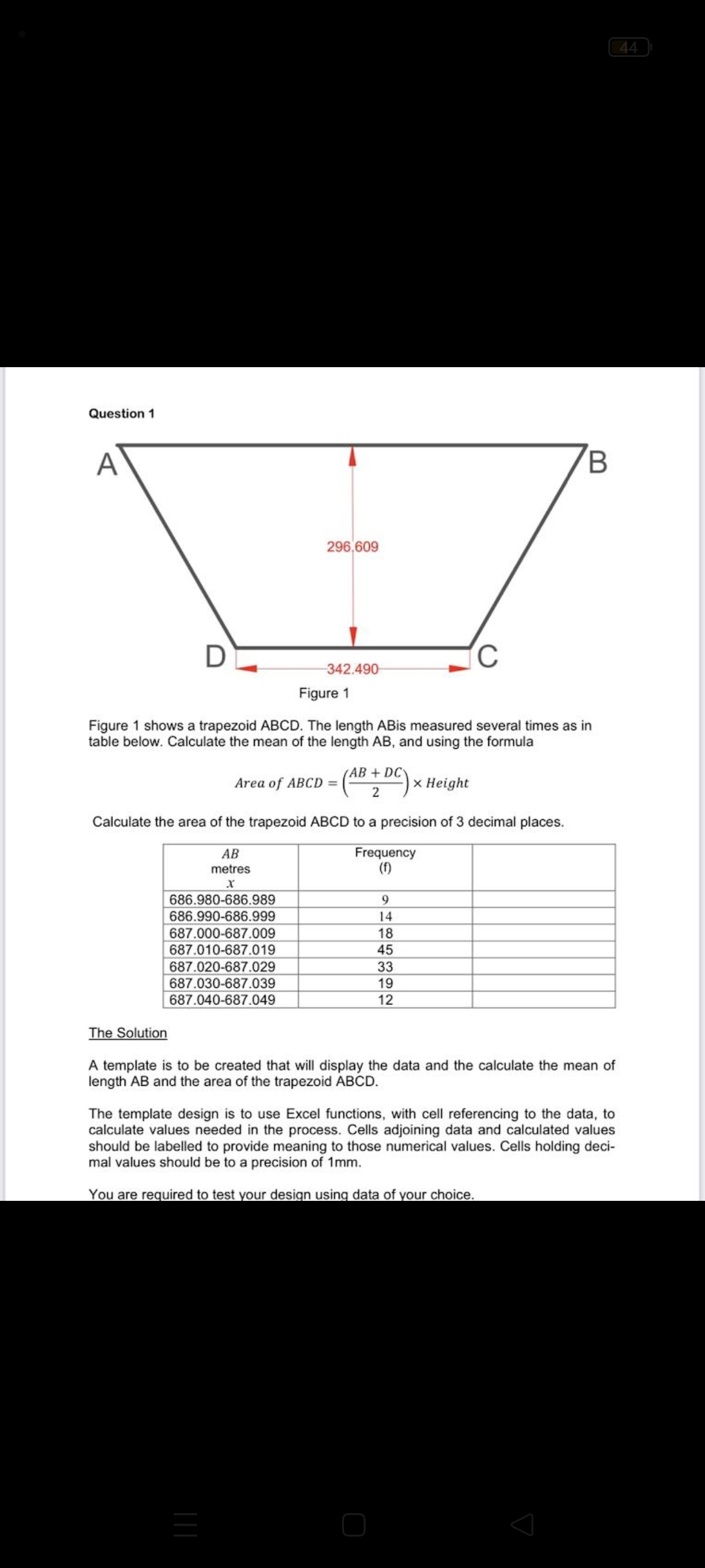 Solved Figure 1 Shows A Trapezoid ABCD. The Length AB Is | Chegg.com