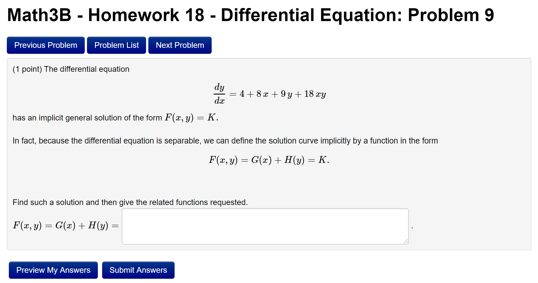 Solved Math3B - Homework 18 - Differential Equation: Problem | Chegg.com