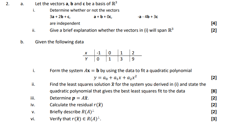 Solved 2. a. a. Let the vectors a, b and c be a basis of R3 | Chegg.com