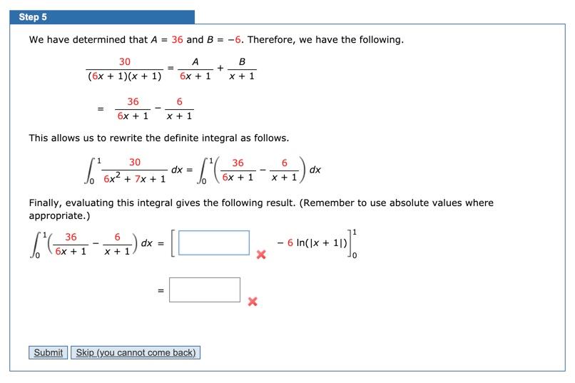 Solved Step 5 We have determined that A = 36 and B = -6.