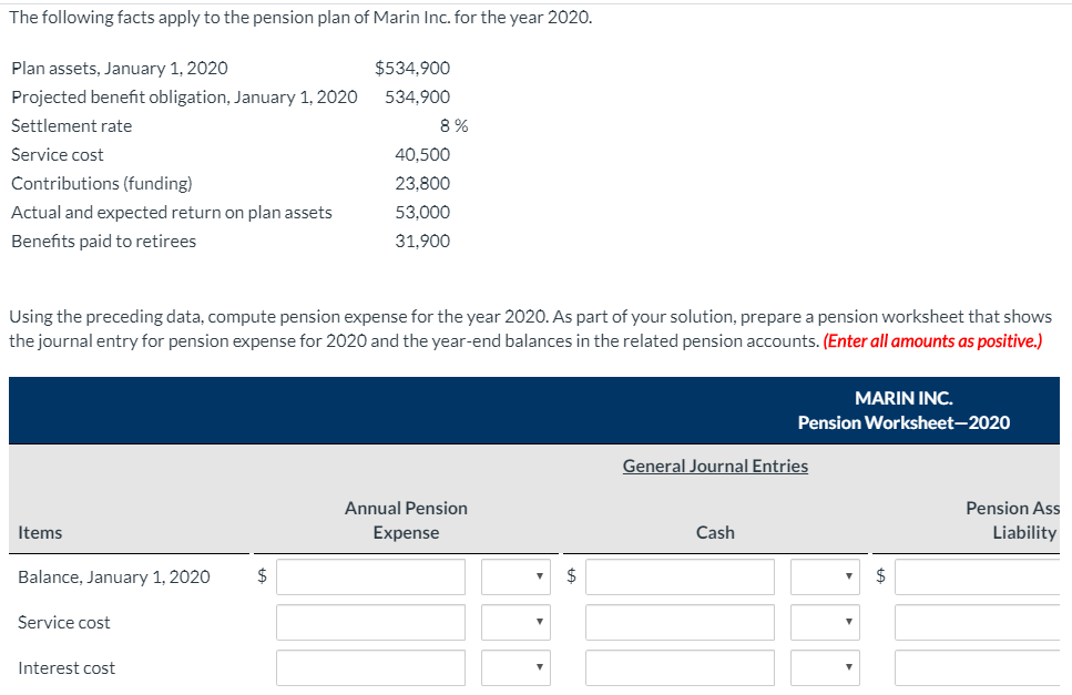 Solved The following facts apply to the pension plan of