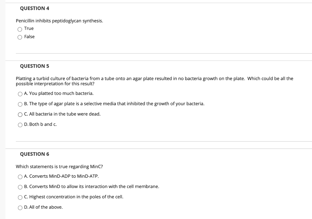 Solved Question 4 Penicillin Inhibits Peptidoglycan