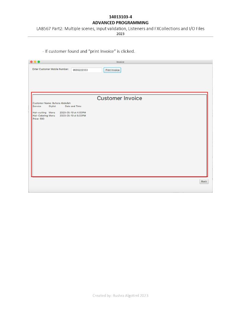 Solved 14013103-4 ADVANCED PROGRAMMING LAB567 Part2: | Chegg.com