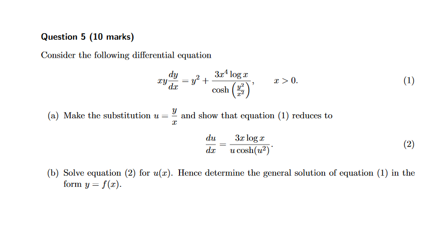 Solved Question 5 (10 marks) Consider the following | Chegg.com