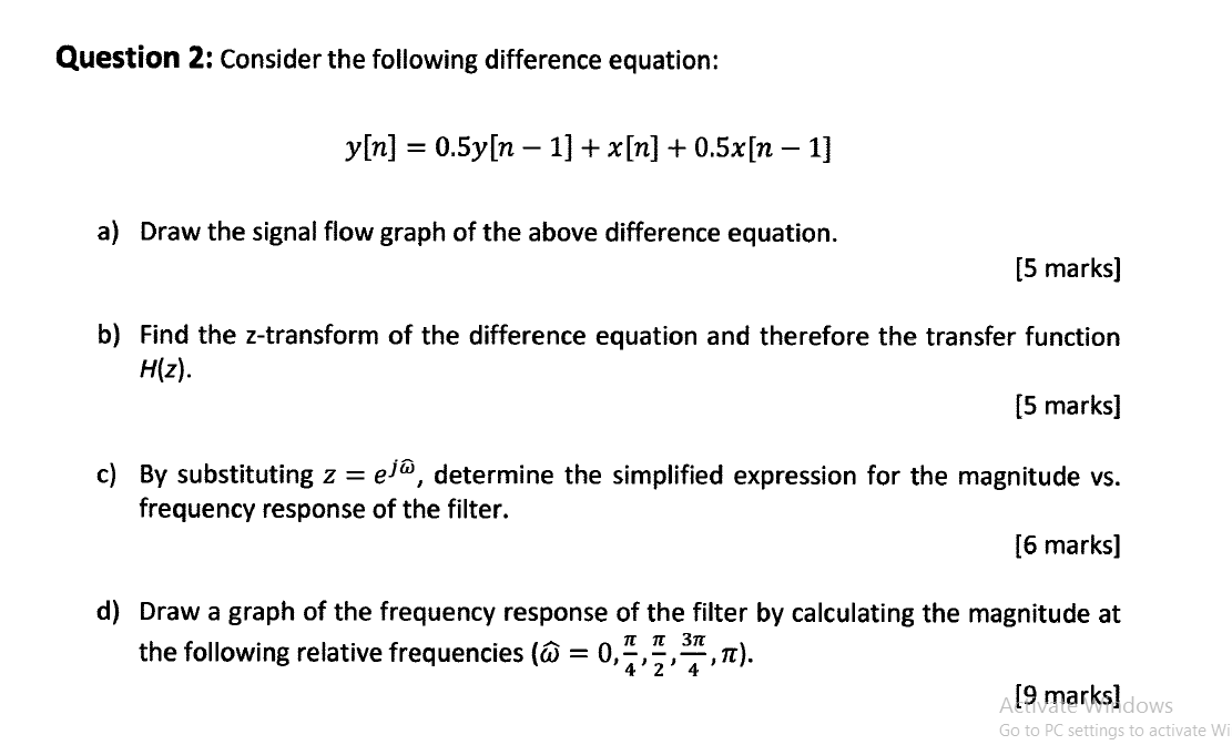 Solved Question 2: Consider the following difference | Chegg.com