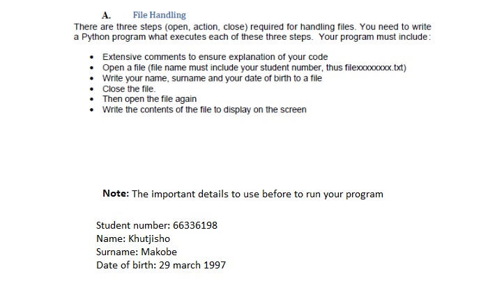 Solved A. File Handling There are three steps (open, action, | Chegg.com