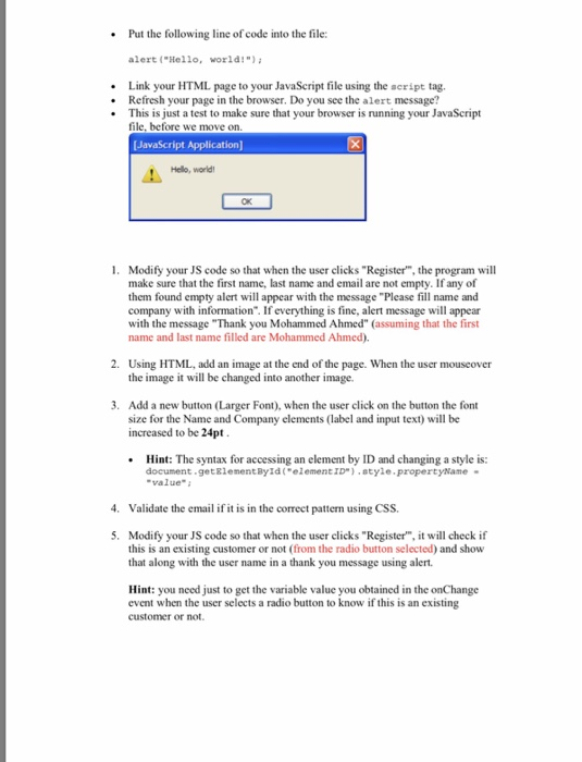 Javascript Create a Web page form similar to the | Chegg.com