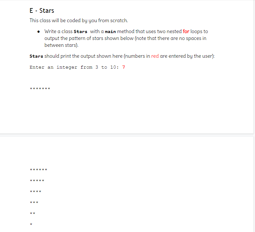 Solved E Stars This class will be coded bu you from scratch | Chegg.com