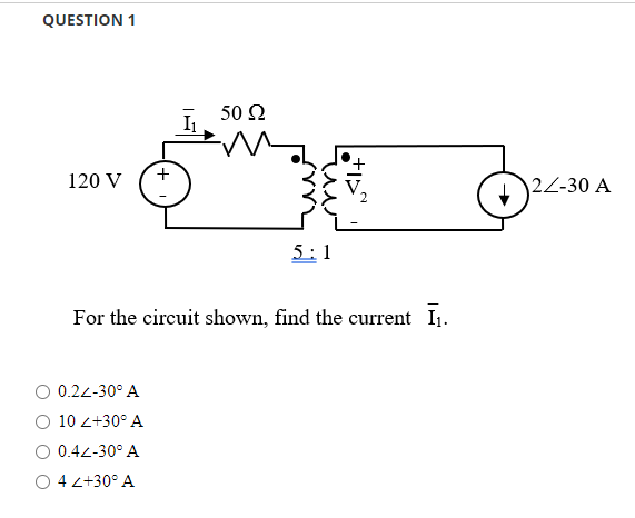 Solved QUESTION 1 For the circuit shown, find the current | Chegg.com