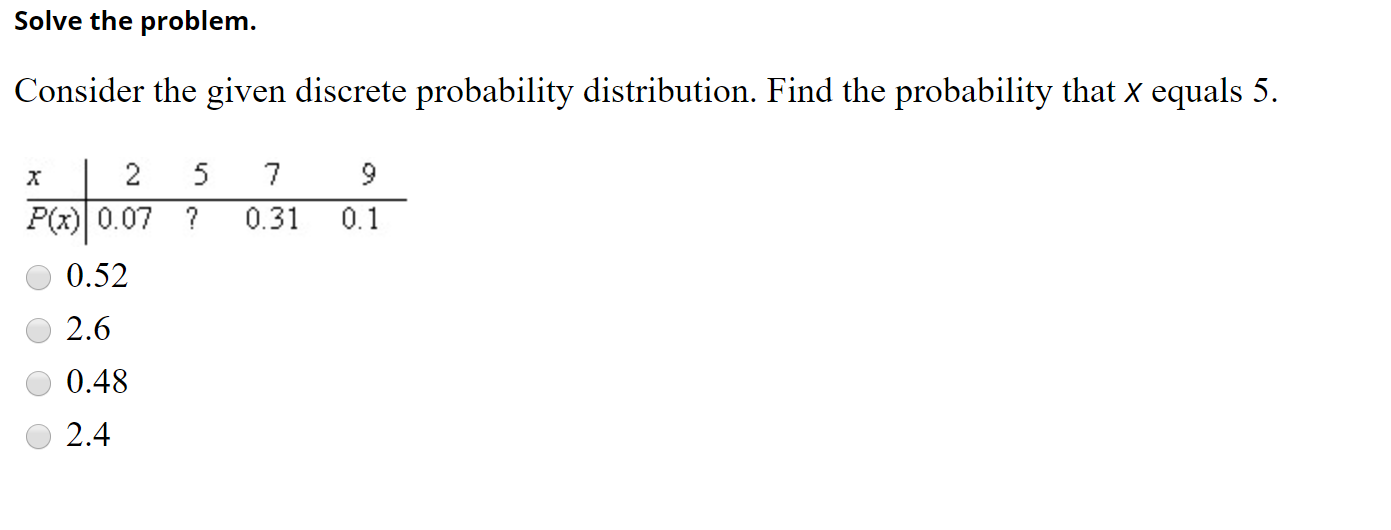 Solved Solve The Problem. Consider The Given Discrete | Chegg.com