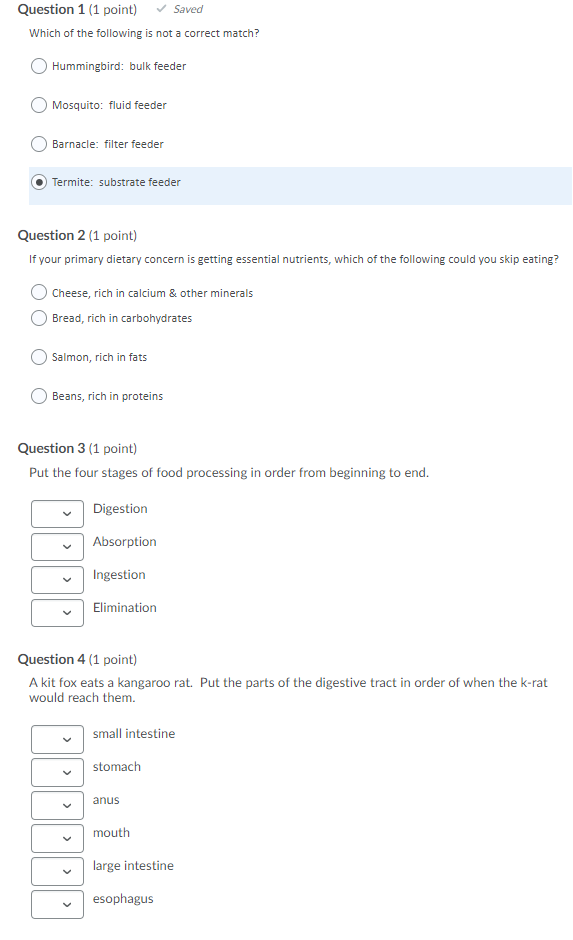 Solved Question 1 (1 point) Saved Which of the following is | Chegg.com
