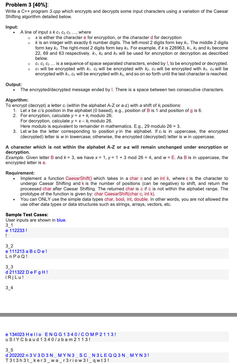 Solved Write A C++ Program 3.cpp Which Encrypts And Decrypts | Chegg.com