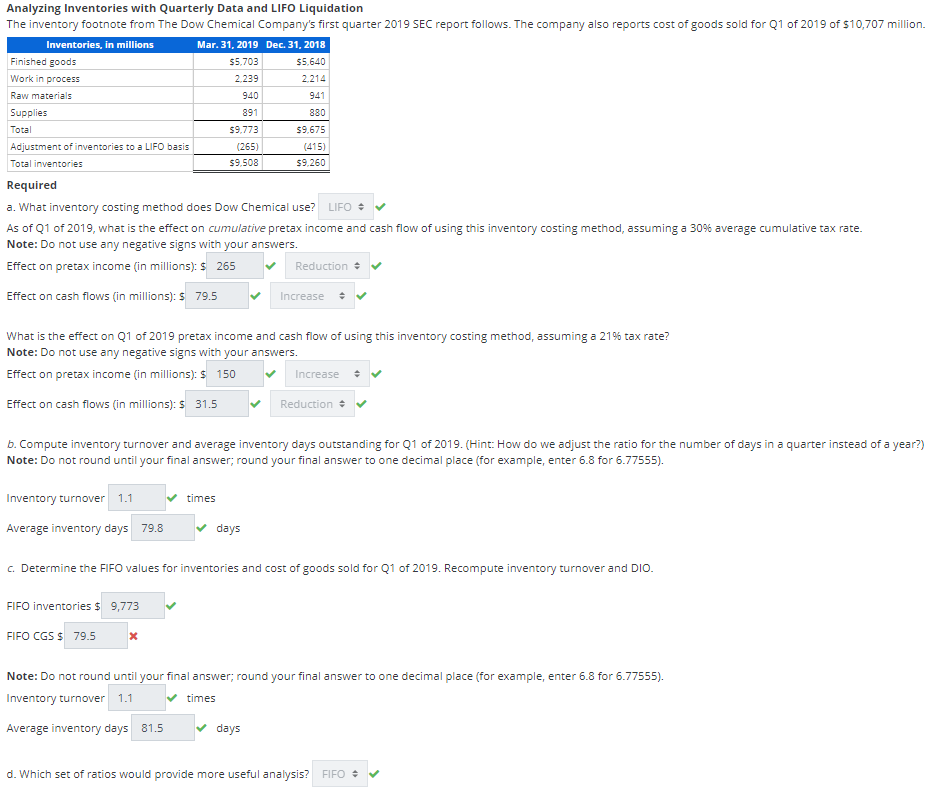 Analyzing Inventories with Quarterly Data and LIFO