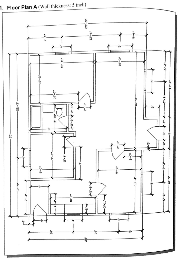 Solved 1 Floor Plan A Wall Thickness 5 Inch In 50