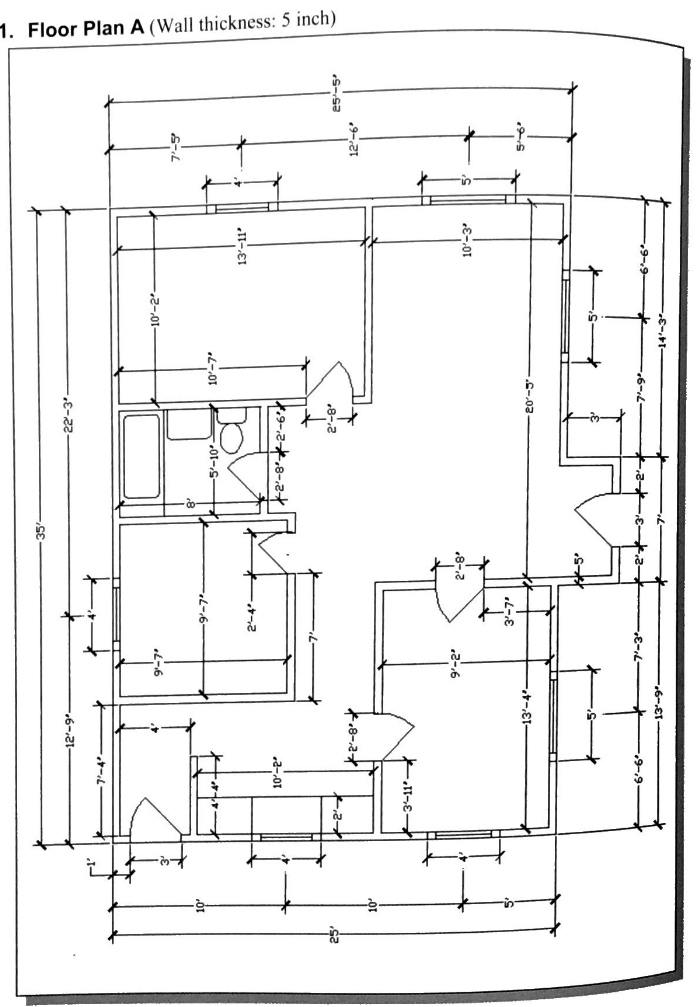 solved-1-floor-plan-a-wall-thickness-5-inch-in-50-chegg