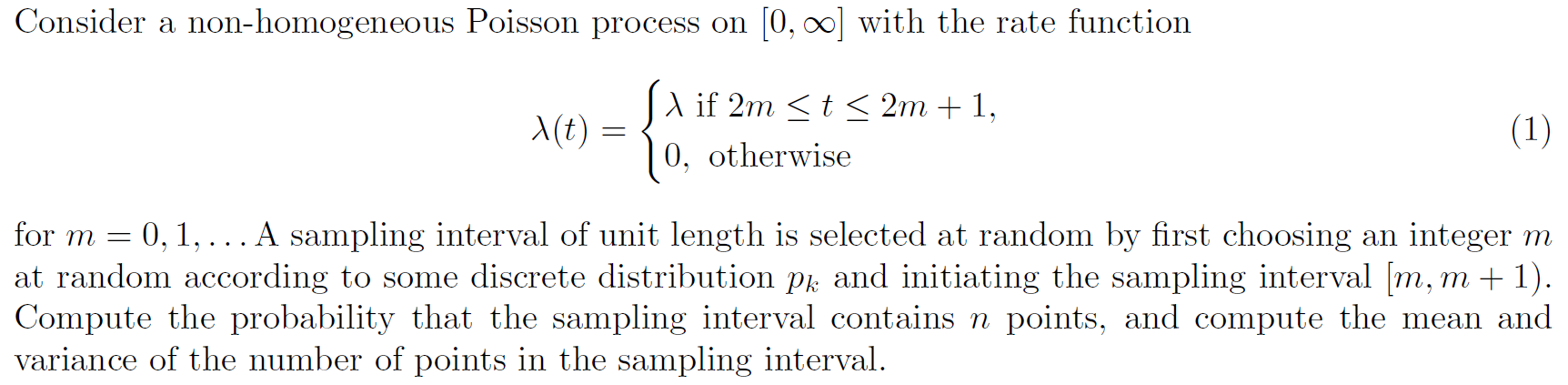 Consider a non-homogeneous Poisson process on (0,00) | Chegg.com