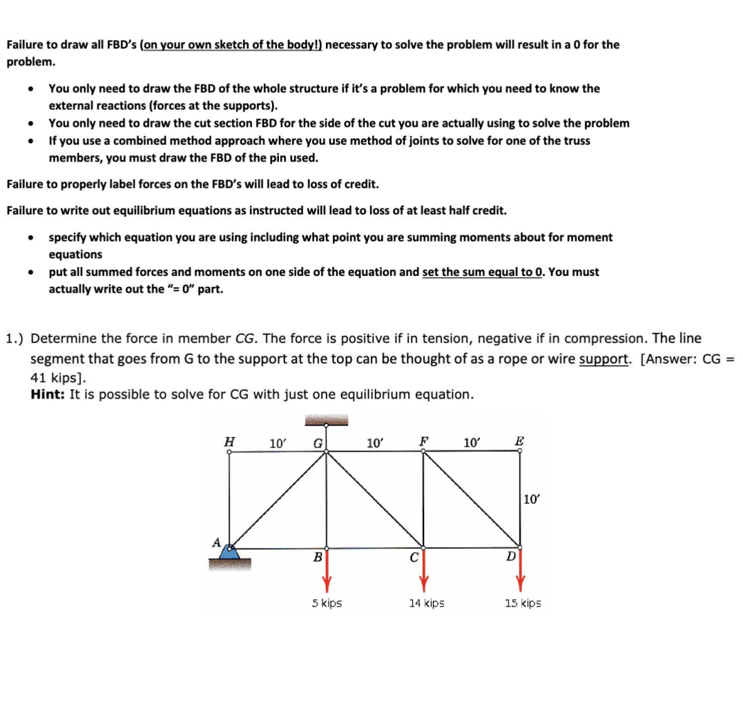 Solved Failure to draw all FBD's (on your own sketch of the | Chegg.com
