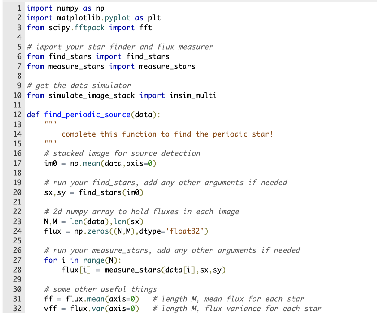 Solved help please in python there is a line of code for | Chegg.com