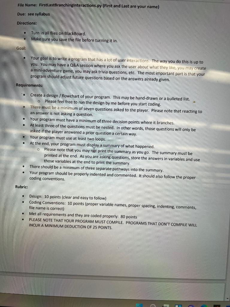 Solved Using Python. This is an intro to Python course, so | Chegg.com