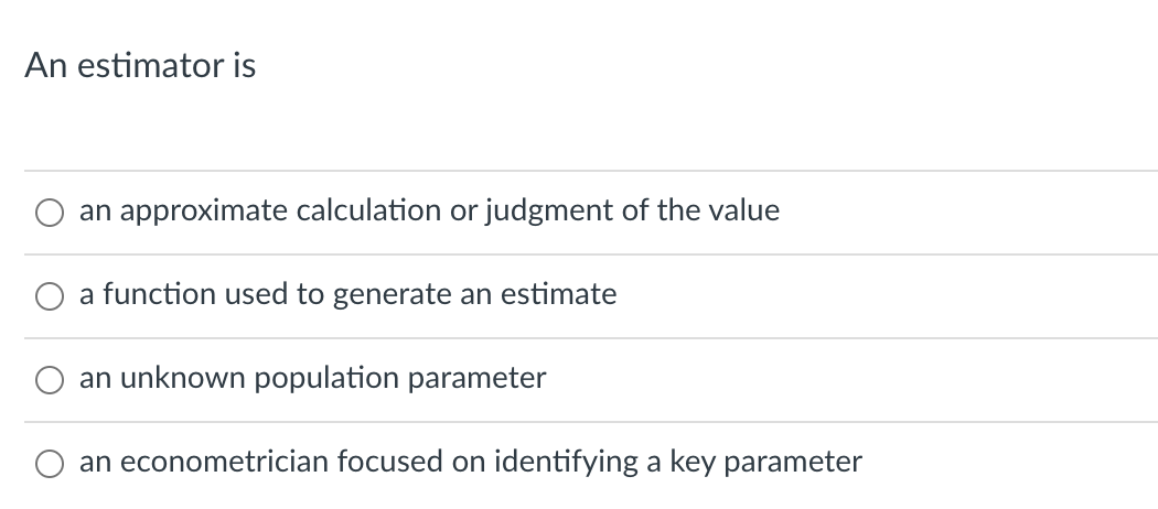 Solved An estimator is an approximate calculation or | Chegg.com