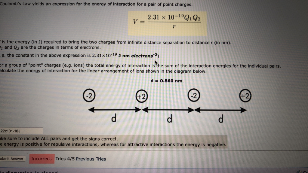 Point Charge Interactions Graph Solved Energy of Interaction of Point Charges Coulomb's Law | Chegg.com