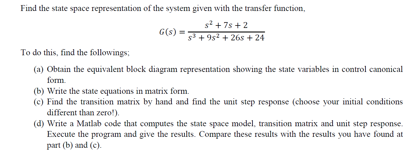 Solved please fast, Find the state space representation of | Chegg.com