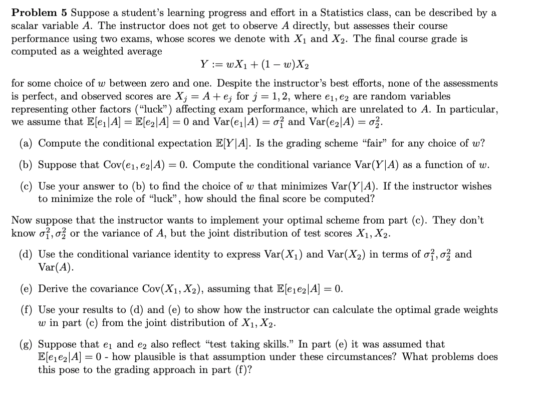 Problem 5 Suppose a student's learning progress and | Chegg.com