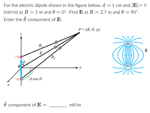 Solved For the electric dipole shown in the figure below, d | Chegg.com