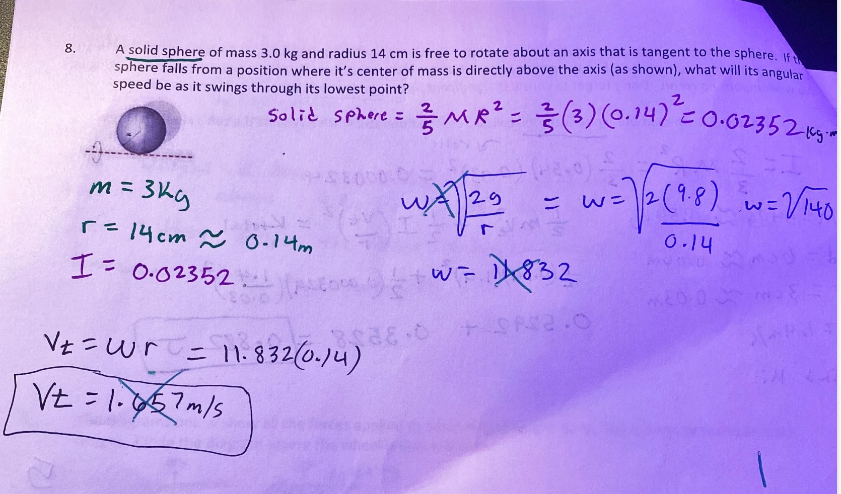 solved-a-solid-sphere-of-mass-3-0-kg-and-radius-14-cm-is-chegg