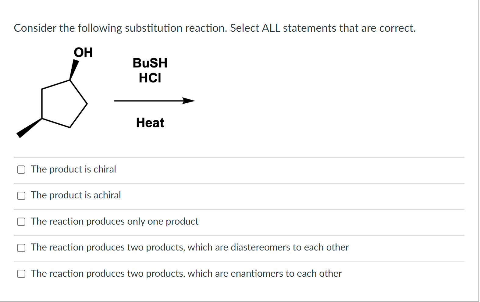 Solved Consider The Following Substitution Reaction. Select | Chegg.com