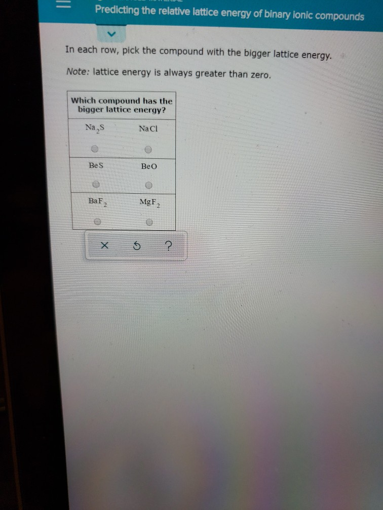 Solved Predicting the relative lattice energy of binary | Chegg.com