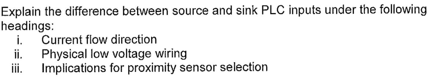 Solved Explain the difference between source and sink PLC | Chegg.com