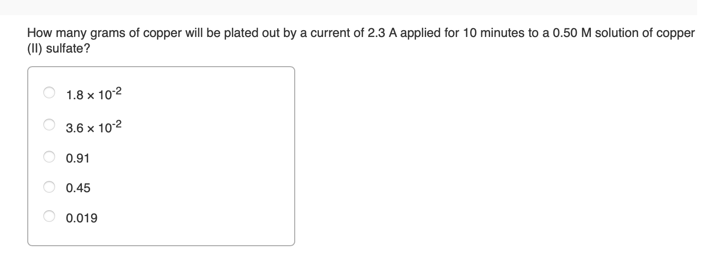 Solved How many grams of copper will be plated out by a | Chegg.com