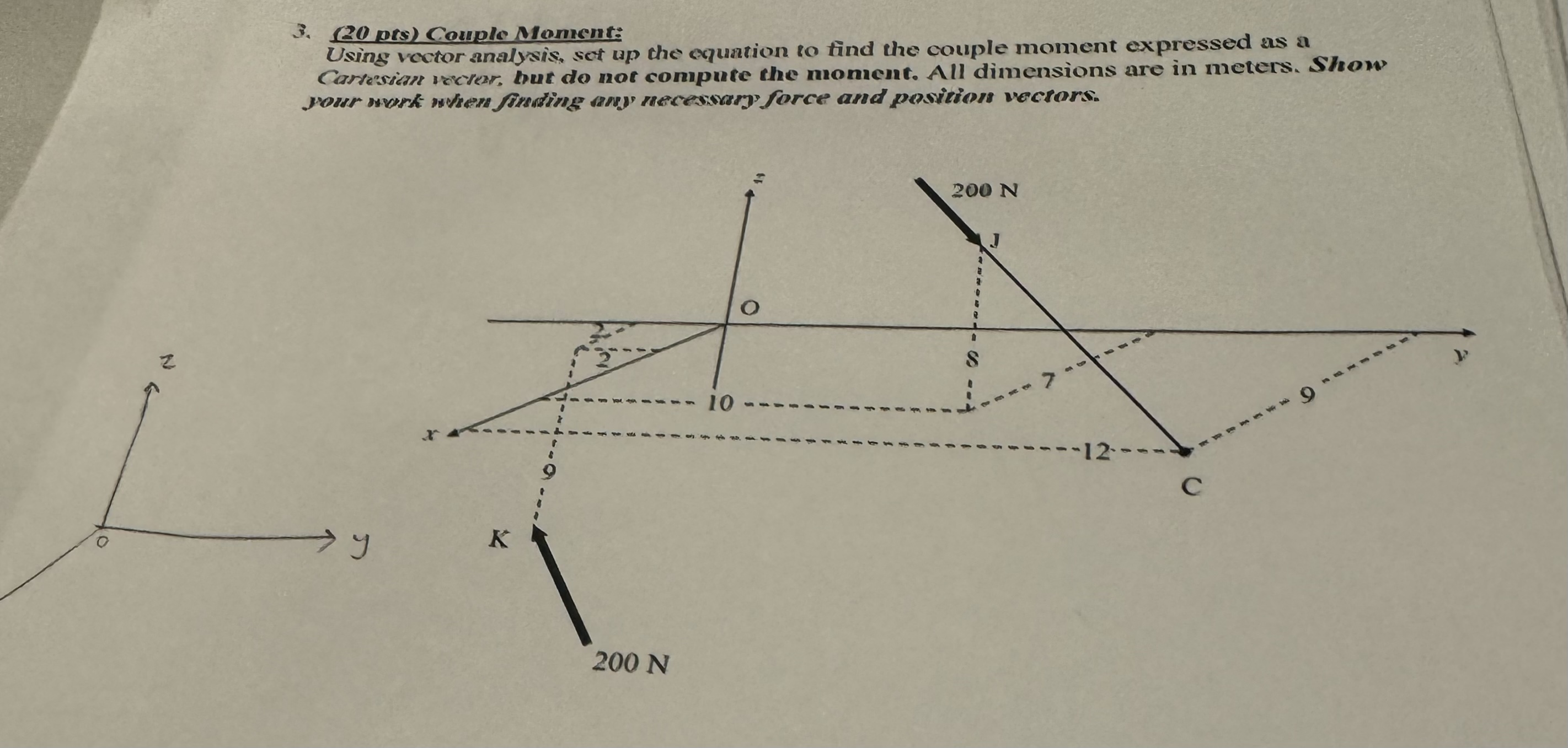 Solved 3. (20 prs) Couple Monent: Using vector analysis set | Chegg.com