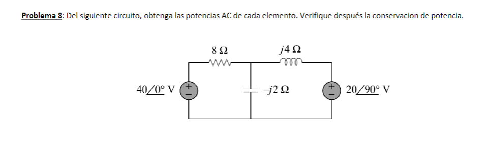 Solved Del siguiente circuito, obtenga las potencias AC de | Chegg.com