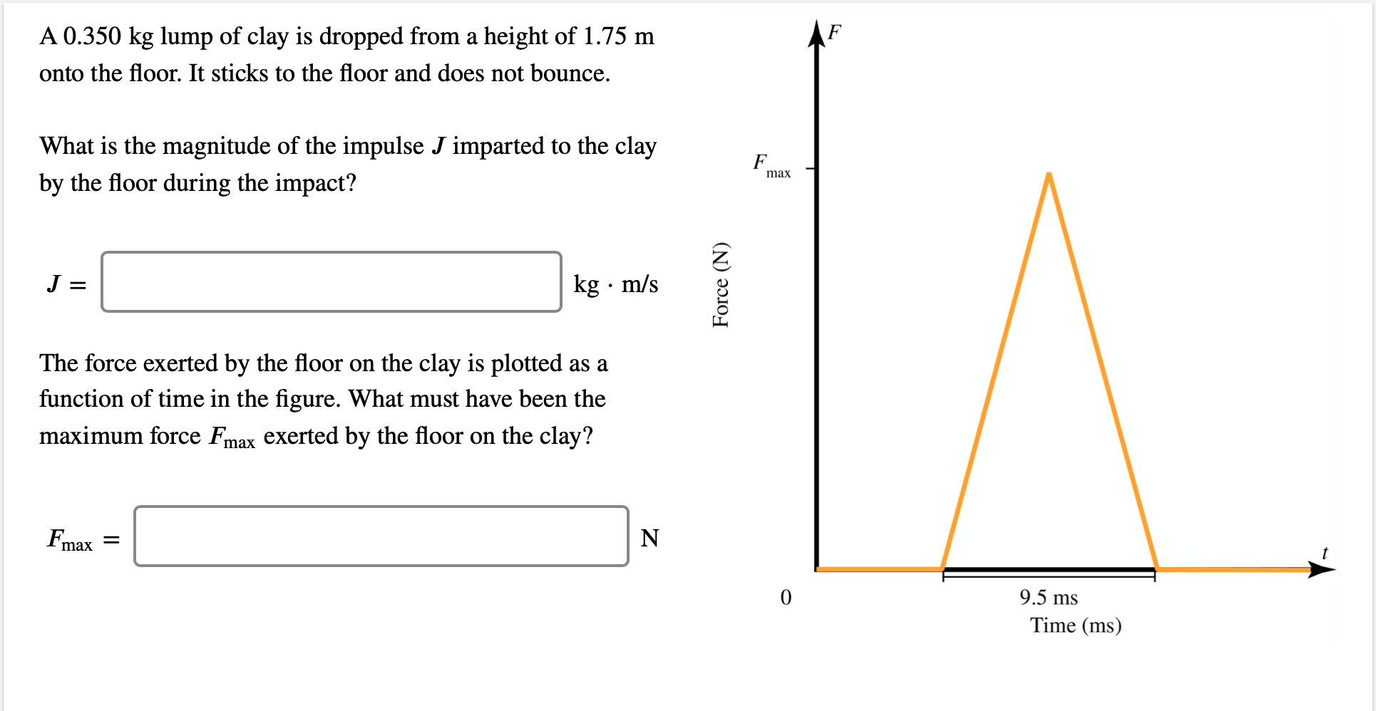 Solved A 0.350 kg lump of clay is dropped from a height of | Chegg.com