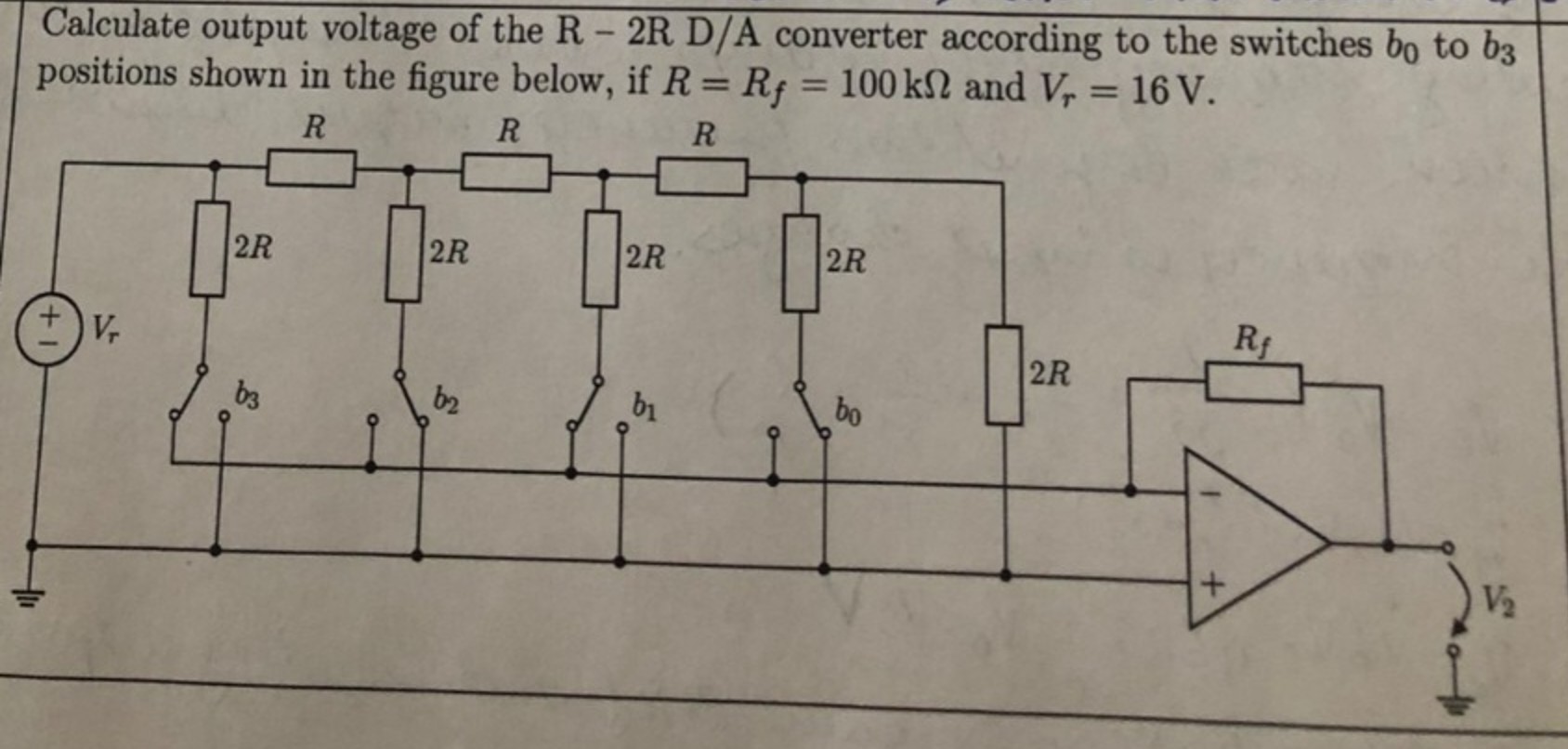 Solved Calculate output voltage of the R-2R D/A converter | Chegg.com