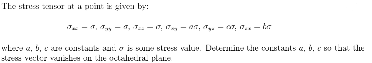 Solved The stress tensor at a point is given by: Orx = 0, | Chegg.com
