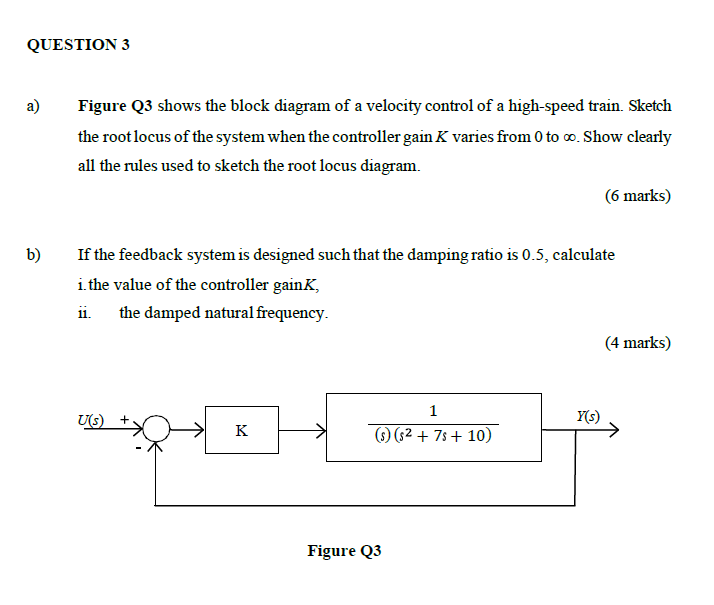 Solved QUESTION 3 a) Figure Q3 shows the block diagram of a | Chegg.com