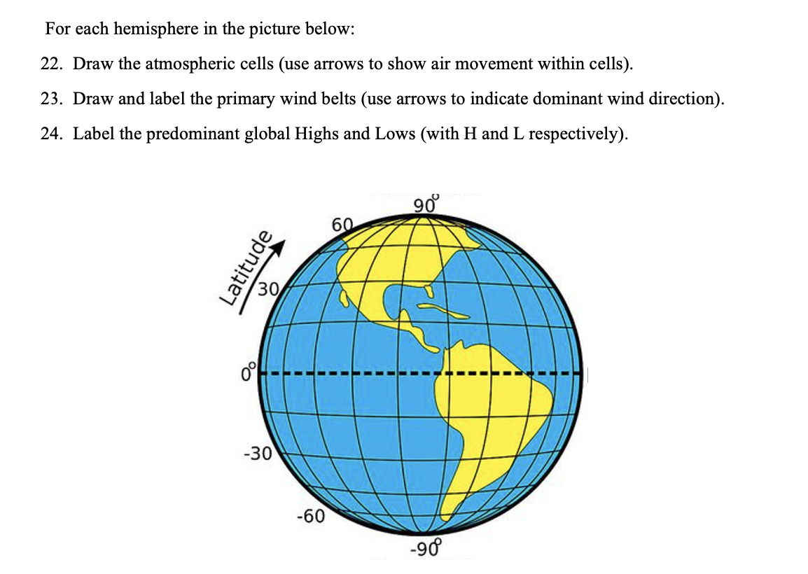 Solved For Each Hemisphere In The Picture Below: 22. Draw 