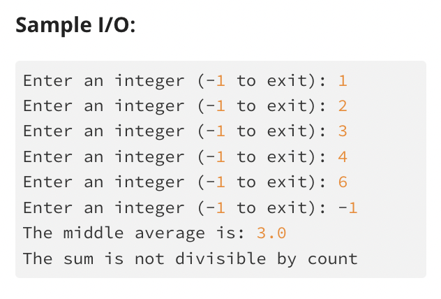 Solved Write this in Java Middle Average Specification: | Chegg.com