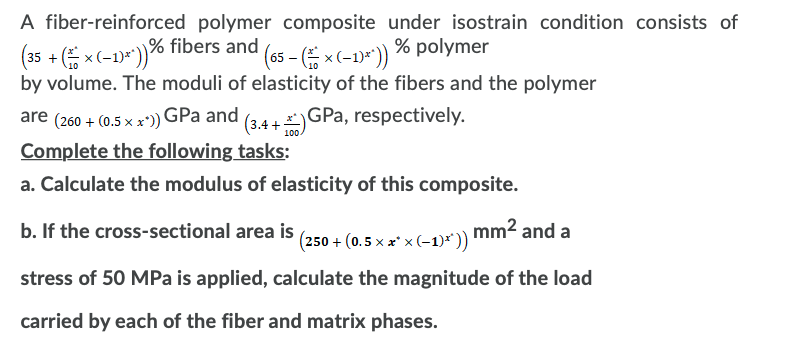 Solved A fiber-reinforced polymer composite under isostrain | Chegg.com