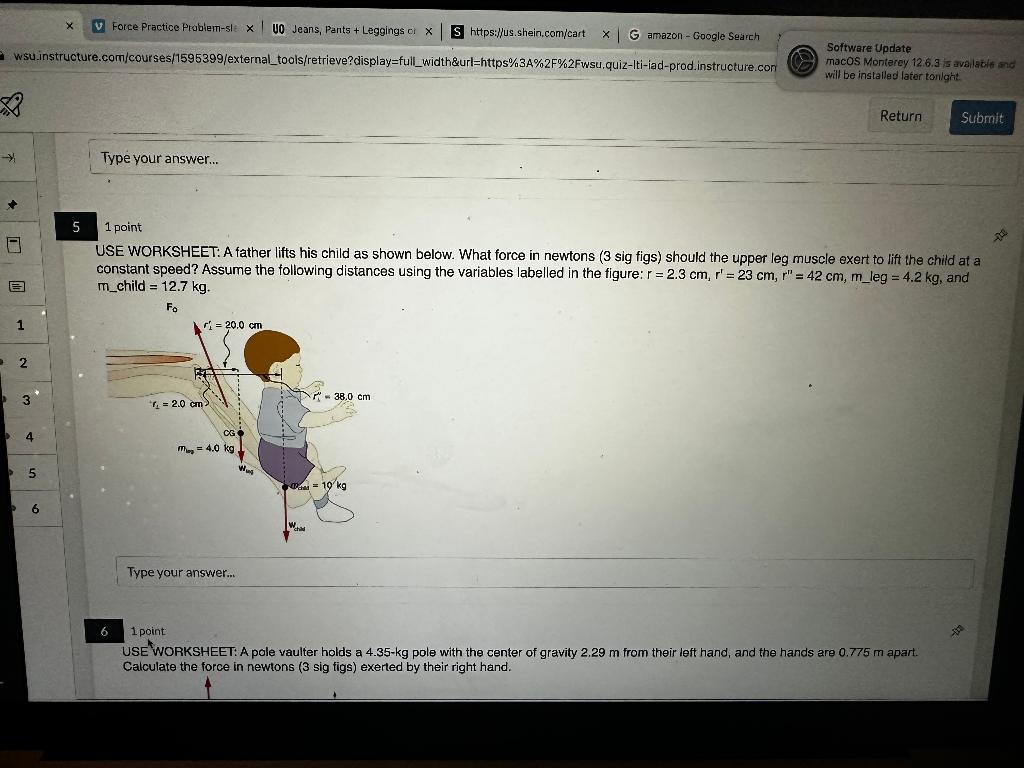 USE WORKSHEET A father lifts his child as shown