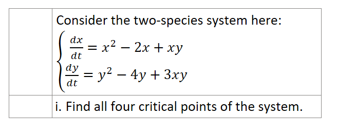 Solved Consider The Two-species System Here: | Chegg.com