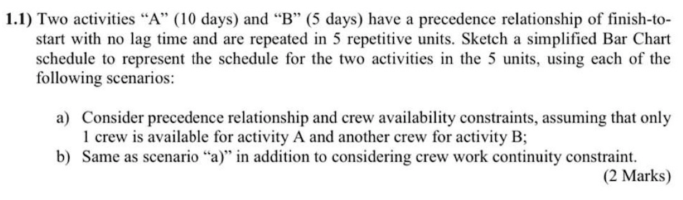 Solved 1.1) Two Activities “A” (10 Days) And “B” (5 Days) | Chegg.com