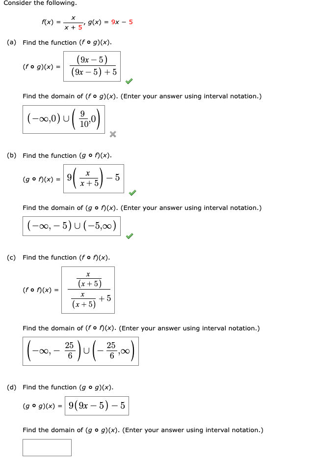 Solved Consider The Following F X X 5x G X 9x−5 A Find