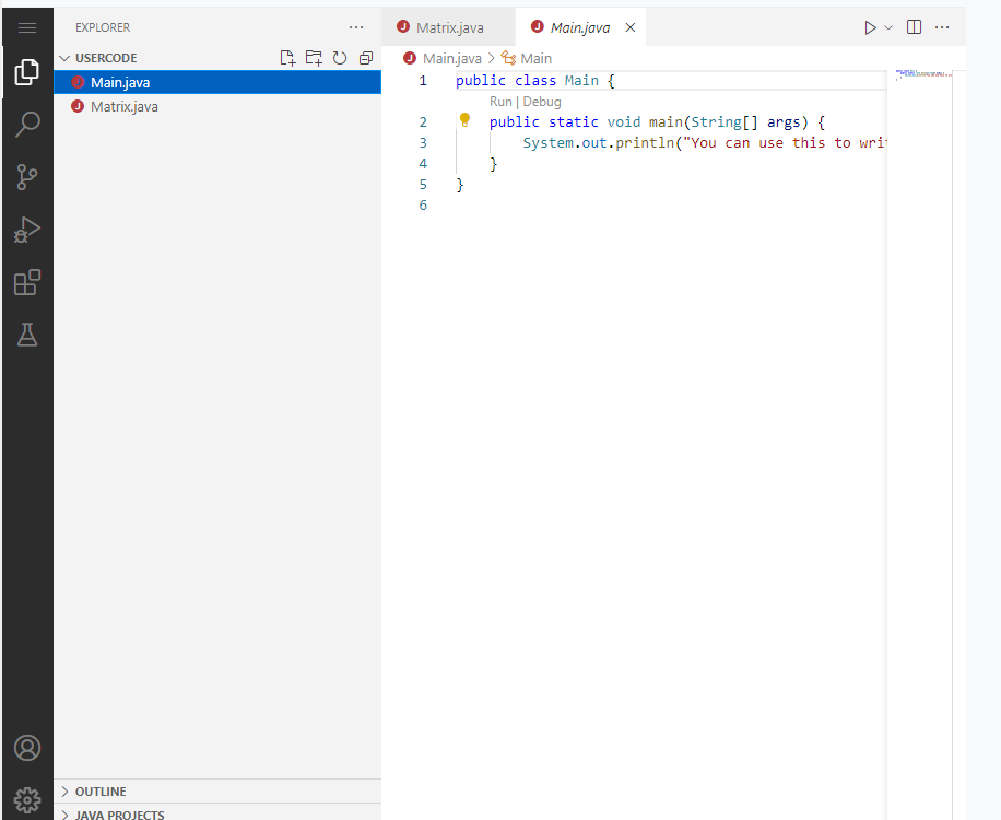 (0) Matrix.java > Q́s Matrix 1 public class Matrix | Chegg.com
