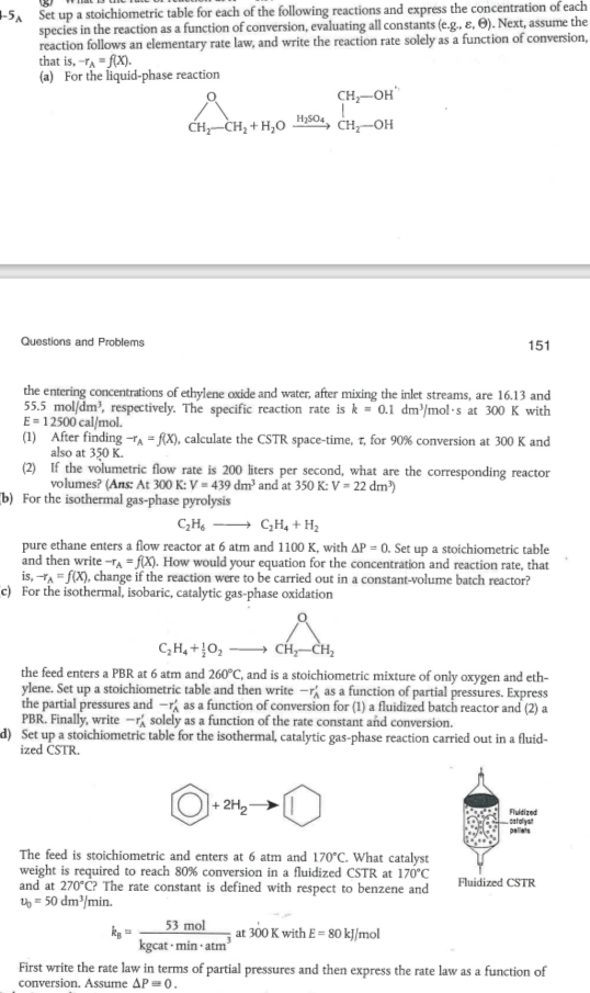 Solved −5 A Set up a stoichiometric table for each of the | Chegg.com