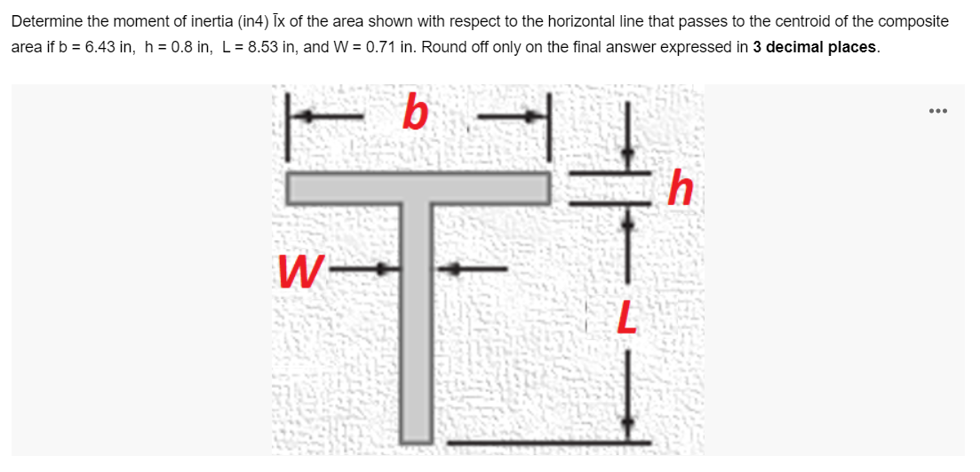 Solved Determine the moment of inertia (in4) ix of the area | Chegg.com