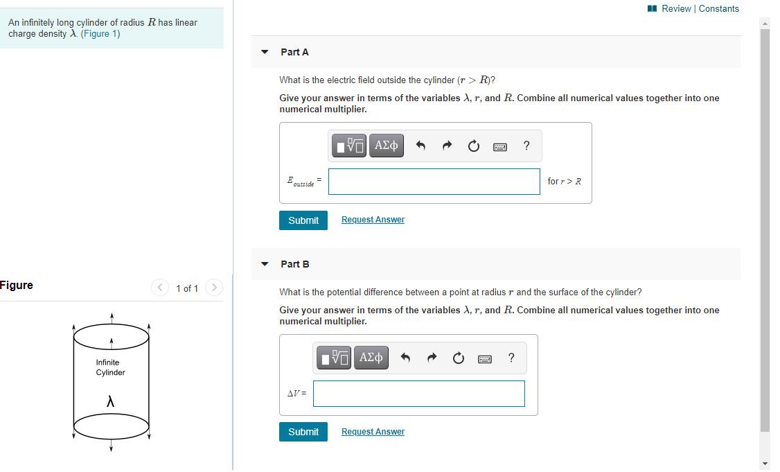 Solved Review Constants An Infinitely Long Cylinder Of | Chegg.com